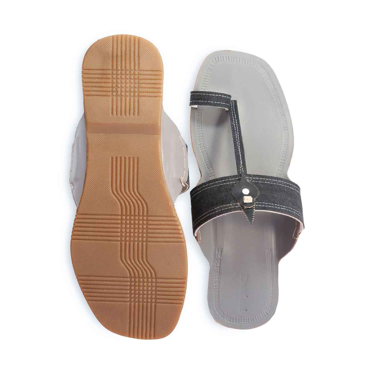 Korakari DenimCharm Kolhapuri Chappal for Men Grey | UK9