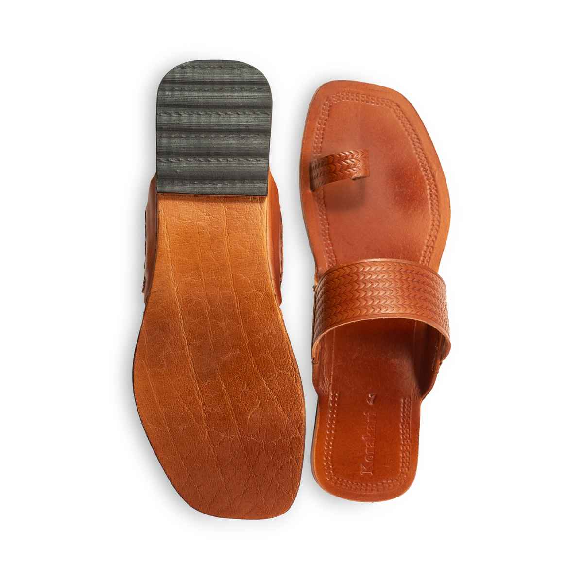 Korakari Ruhani Kolhapuri Chappal for Women Tan | UK6