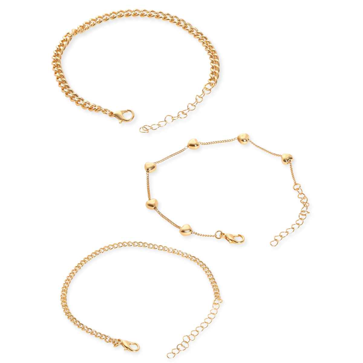 Rubans Voguish Set Of 3 Gold-Plated Bangle-Style Bracelet