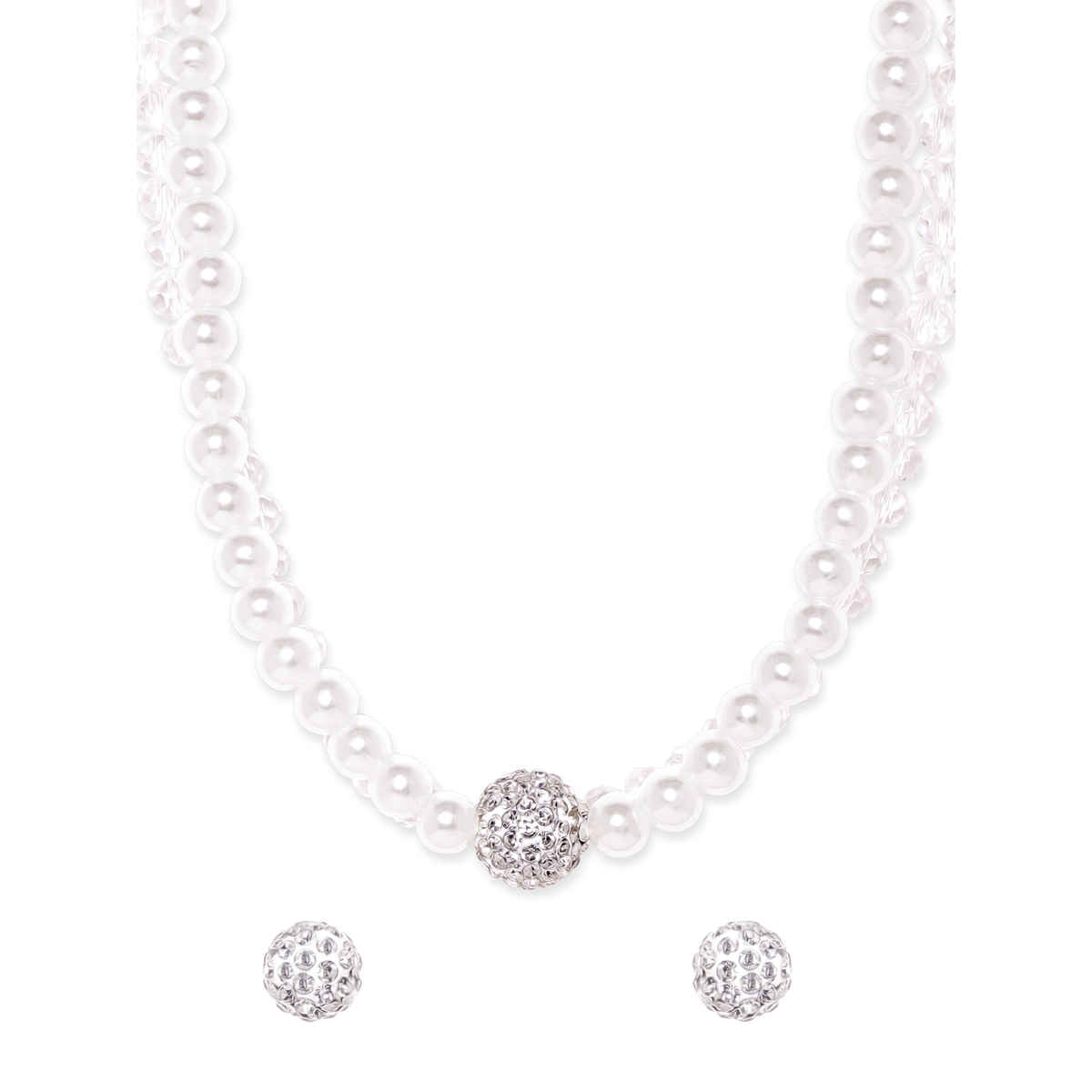 Rubans Crystal Beaded Double Layered Jewellery Set