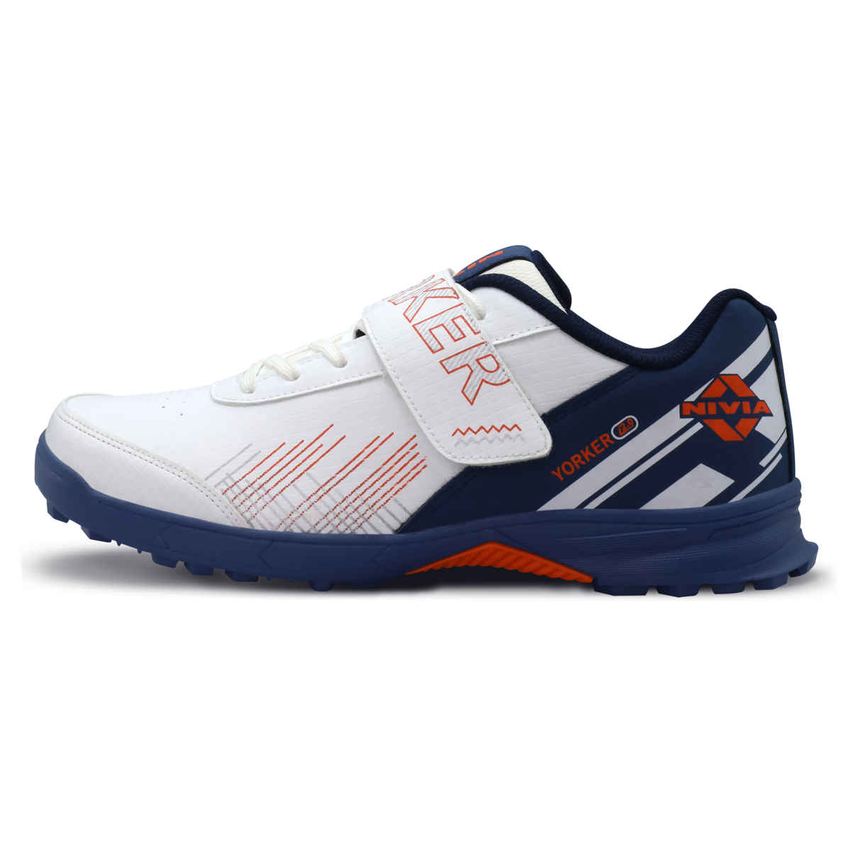 Nivia Men's Yorker 2.0 Cricket Shoes | Navy and Orange - UK 6