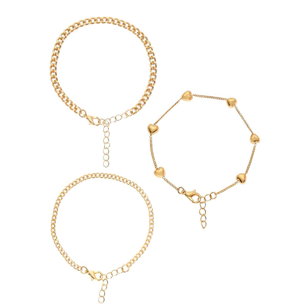 Rubans Voguish Set Of 3 Gold-Plated Bangle-Style Bracelet