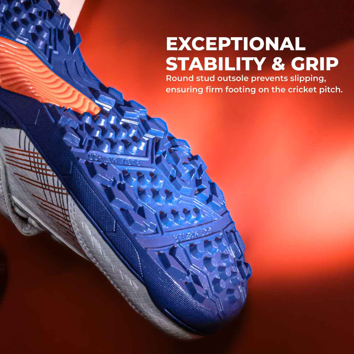 Nivia Men's Yorker 2.0 Cricket Shoes | Navy and Orange - UK 6