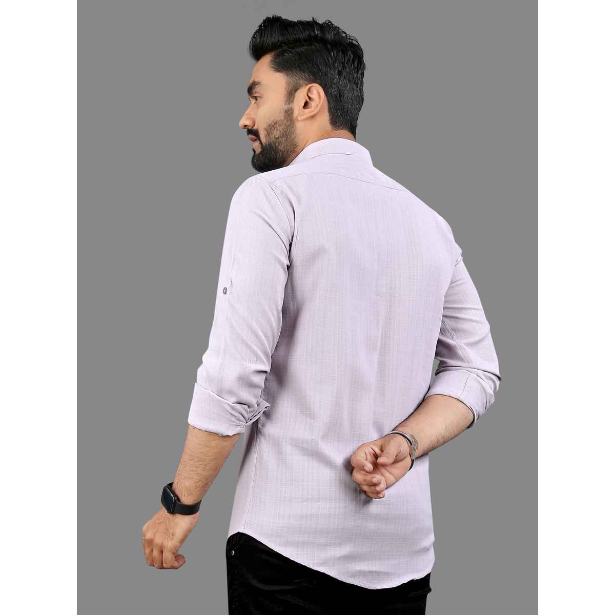 Allan Peter Men's Plain Short Kurta - Violet | XXL