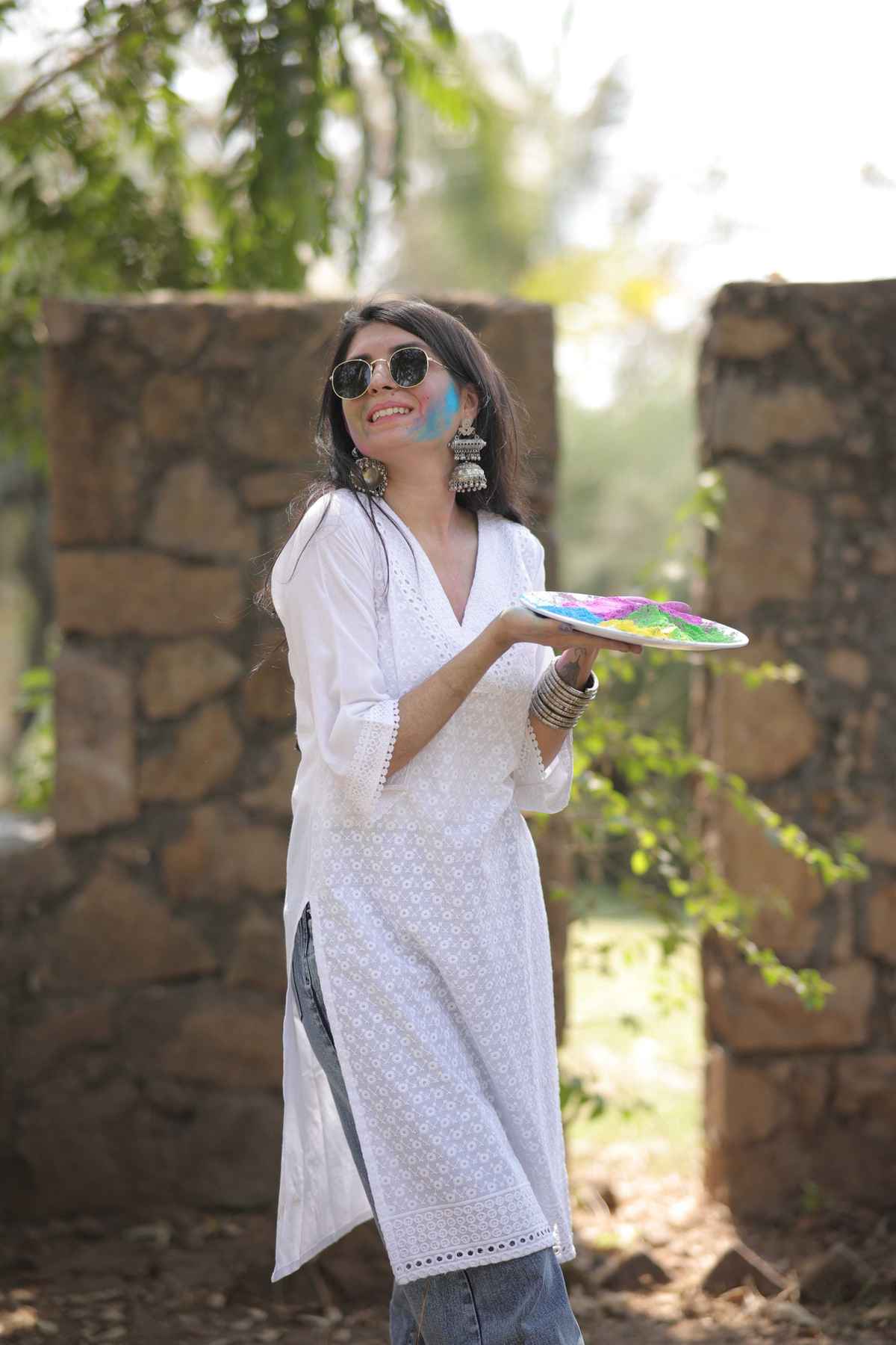 Youthnic Women's Pure Cotton holi non transparent With inseam White Kurta | White - M