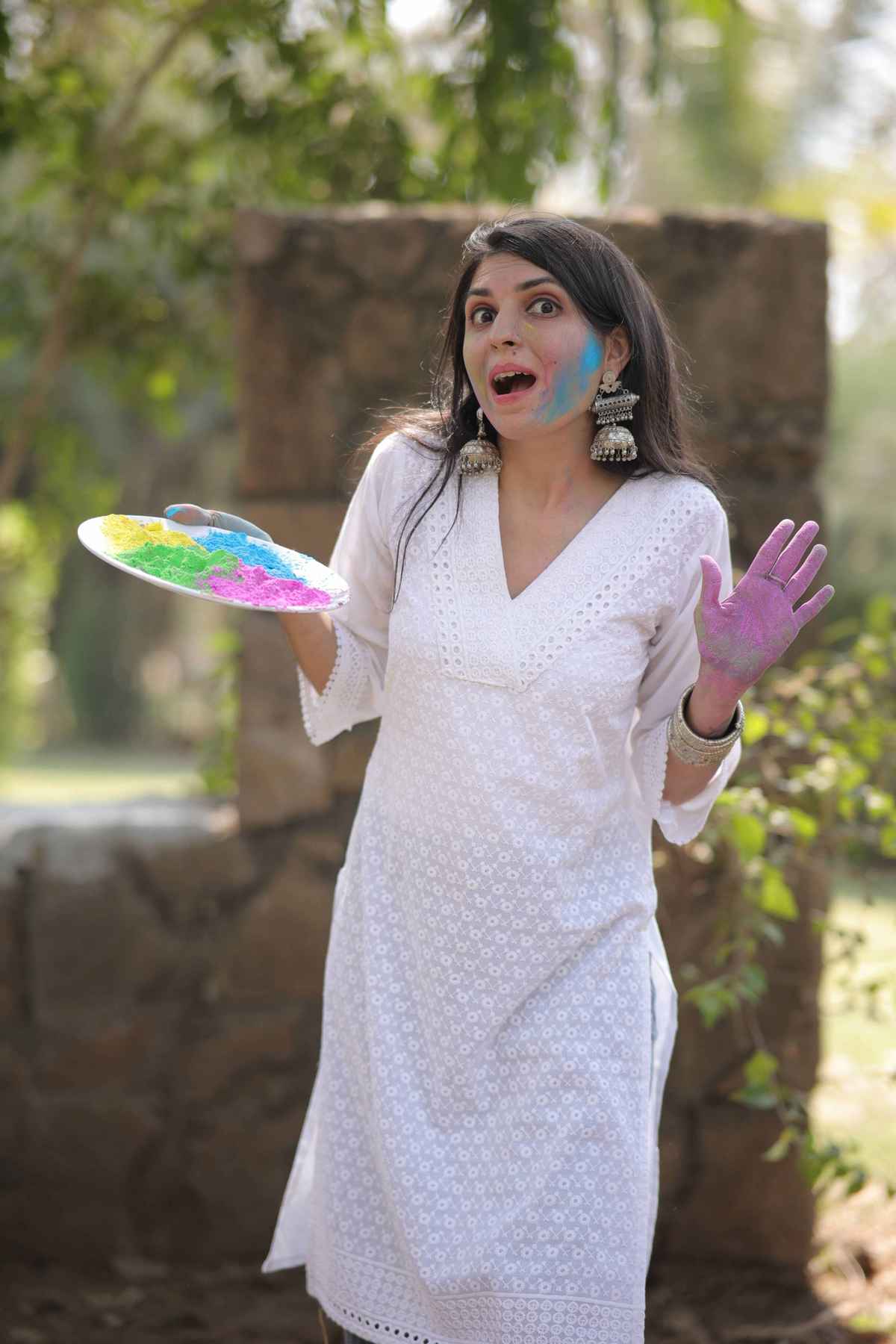 Youthnic Women's Pure Cotton Non Transparent Holi Kurta With Inseam | White - S