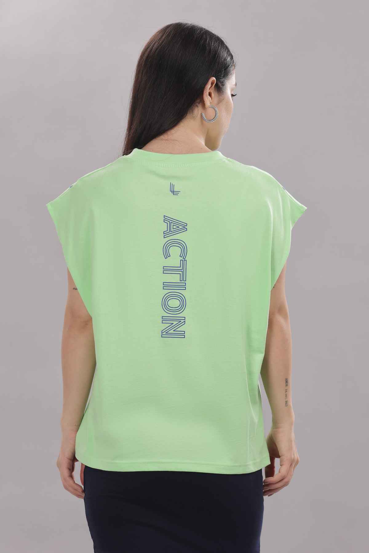 Springman Women's Cotton Tank Top | 160 GSM Fabric | Bio Washed | Round Neck | Green - L