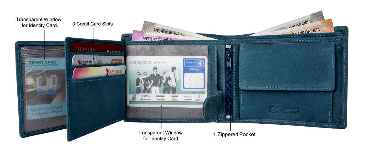 URBAN FOREST Men's Zeus Vintage Leather Wallet | Blue