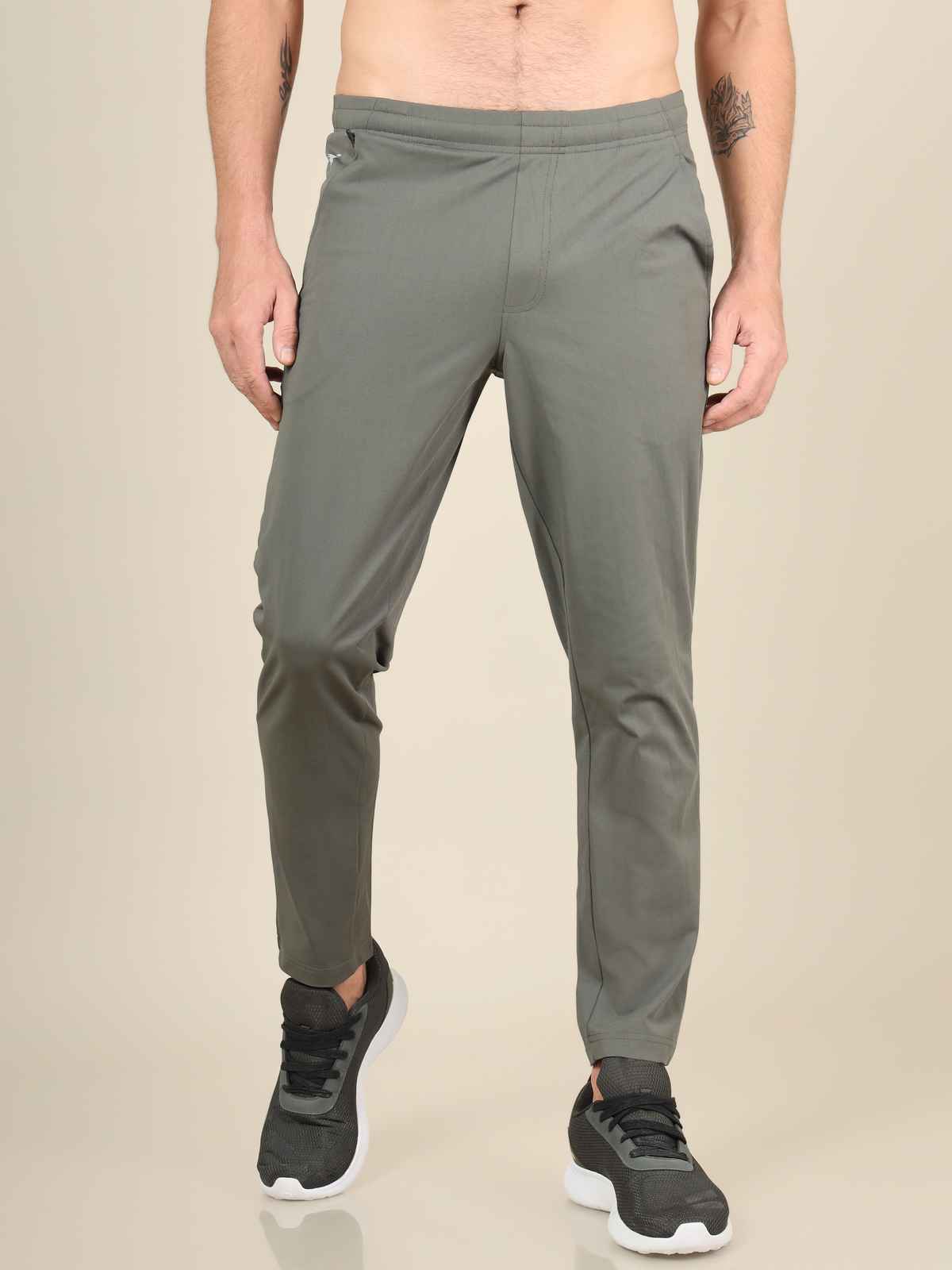 Technosport Men Poly Solid Relax Fit Sports Trackpants with ELASTO PLUS | Beetle | XL