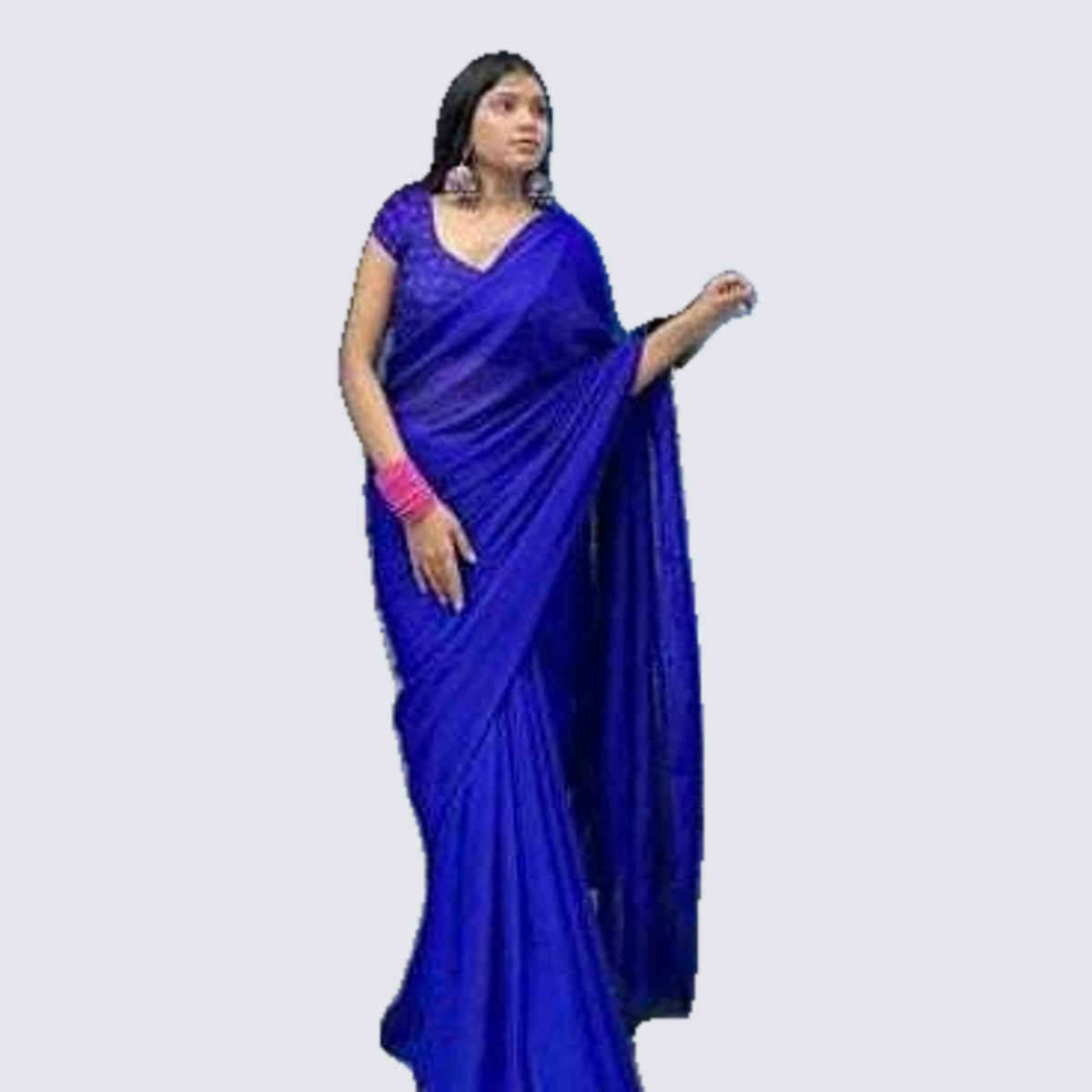 Anand Saree Women's Plain Bollywood Georgette Saree | Blue