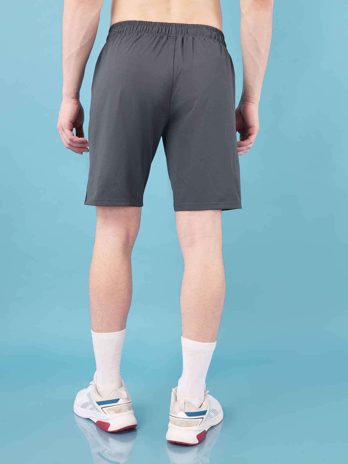 Technosport Men Poly Solid Slim Fit Sports Shorts with ELASTO LITE | Black | XL