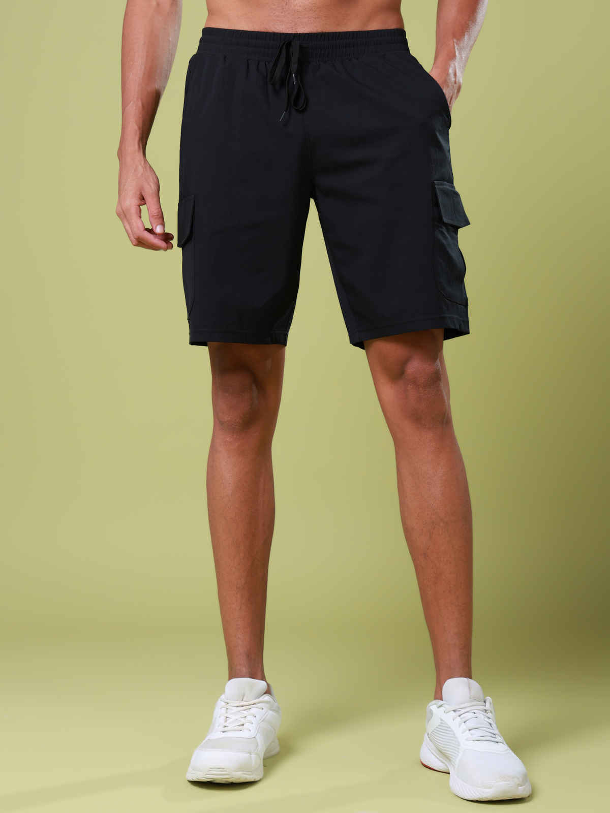 Technosport Men Poly Solid Slim Fit Sports Shorts with TS FLEXI | Black | M