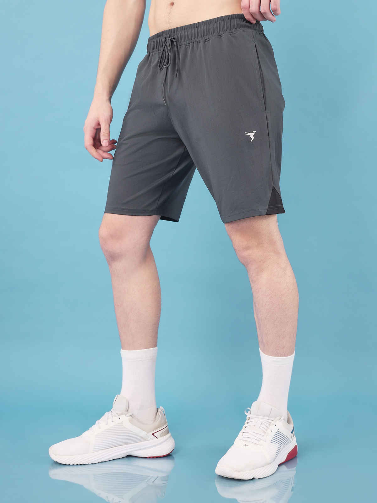 Technosport Men Poly Solid Slim Fit Sports Shorts with ELASTO LITE | Black | XL