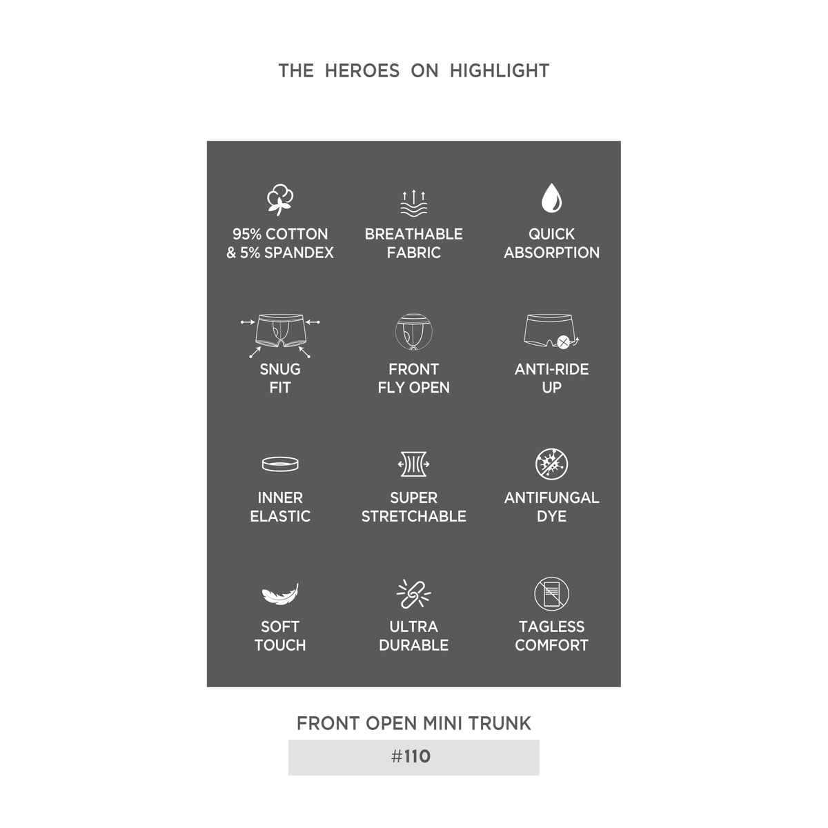 Rupa Colors Kid's Mini Trunk | Inner Elastic | 110 | Royal Blue & Black - 65 cm | Pack of 2