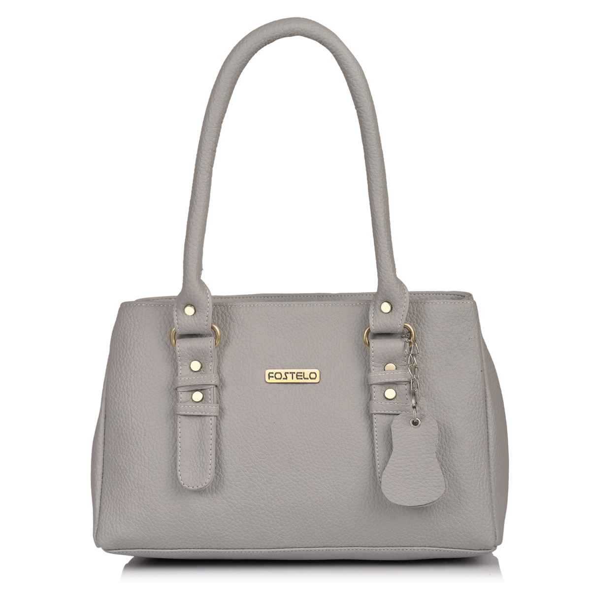 Fostelo Women's Vegan Leather Westside Handbags Shoulder Hobo Bag Ladies Purse | Grey | Large