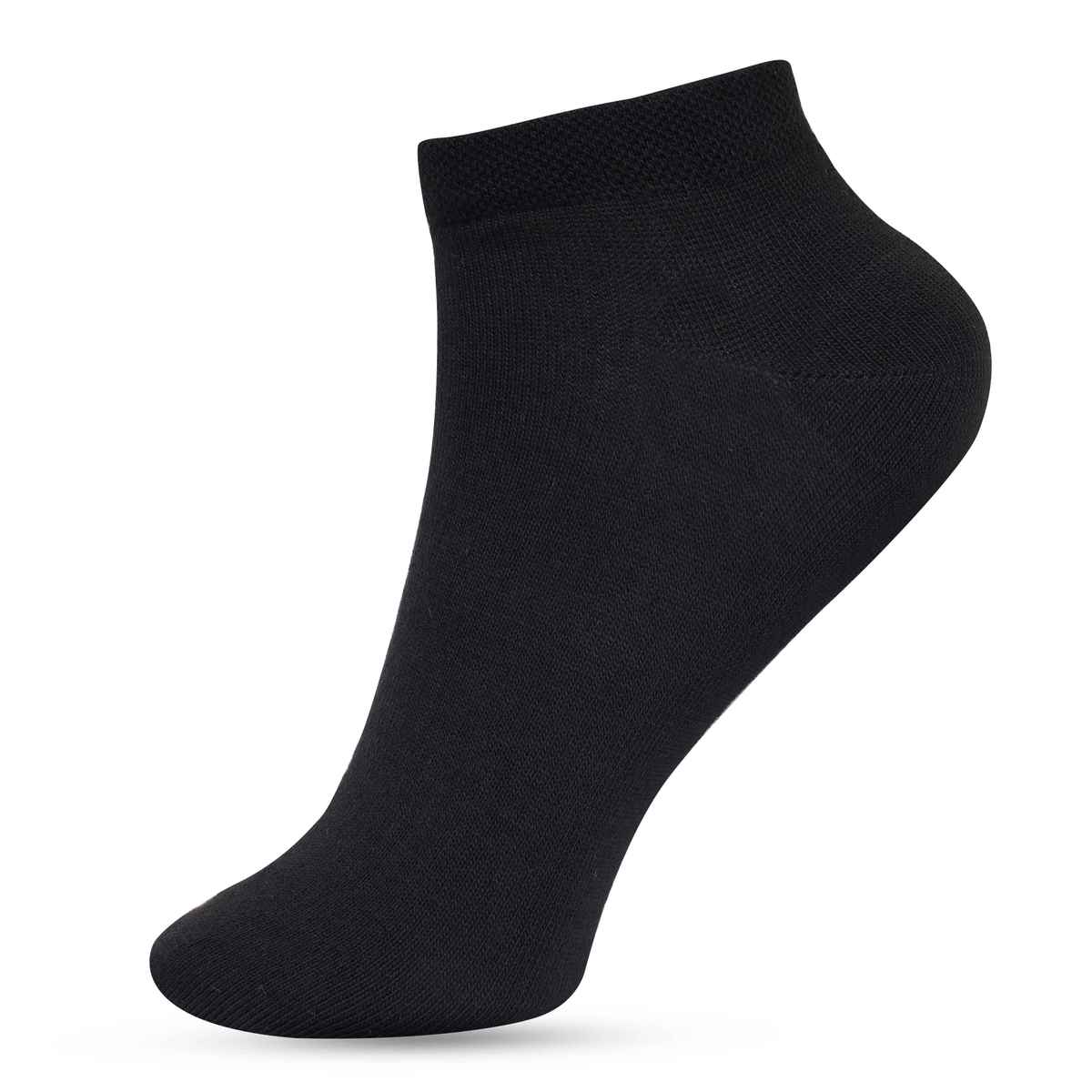 Luxrio Men's Solid Ankle Length Cotton Socks | SCK-21-3-PK-ANKL-BLK | Black - Free Size
