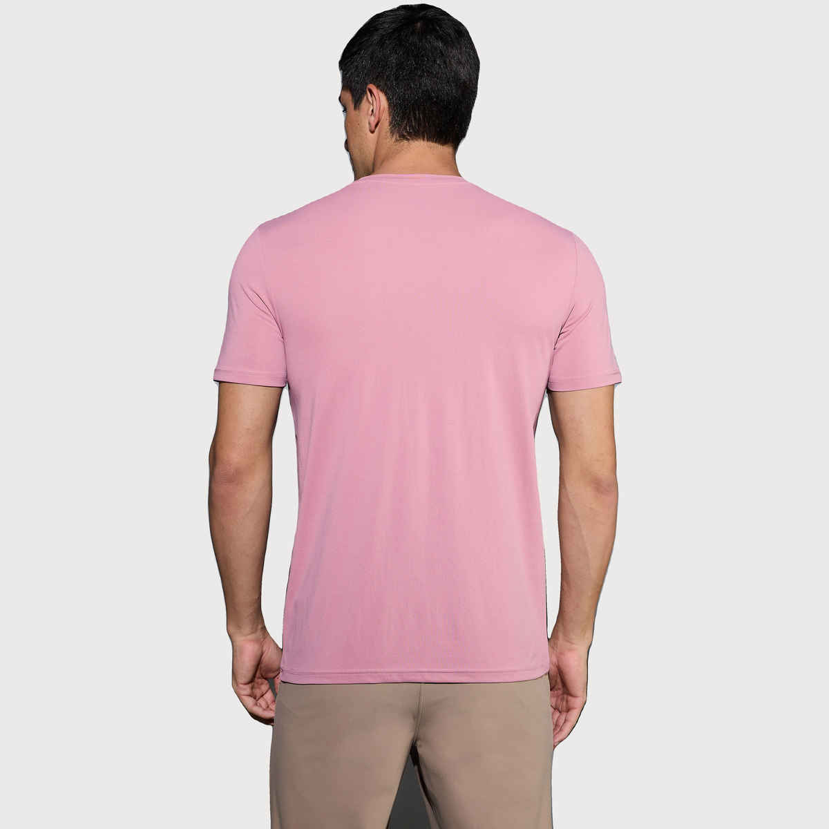 Technosport Men's Poly Printed Slim Fit Round Neck Sports T-shirt | Dusty Rose - S