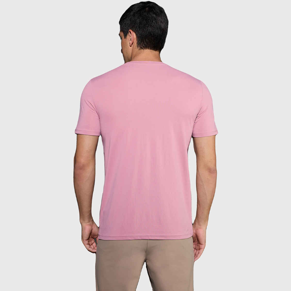 Technosport Men's Poly Printed Slim Fit Round Neck Sports T-shirt | Dusty Rose - M
