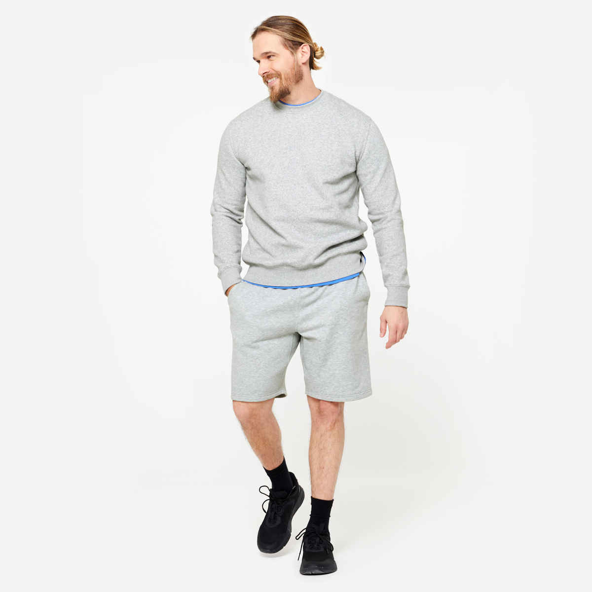 Domyos By Decathlon Men's Warm Round Neck Sweatshirt | Grey - 2XL