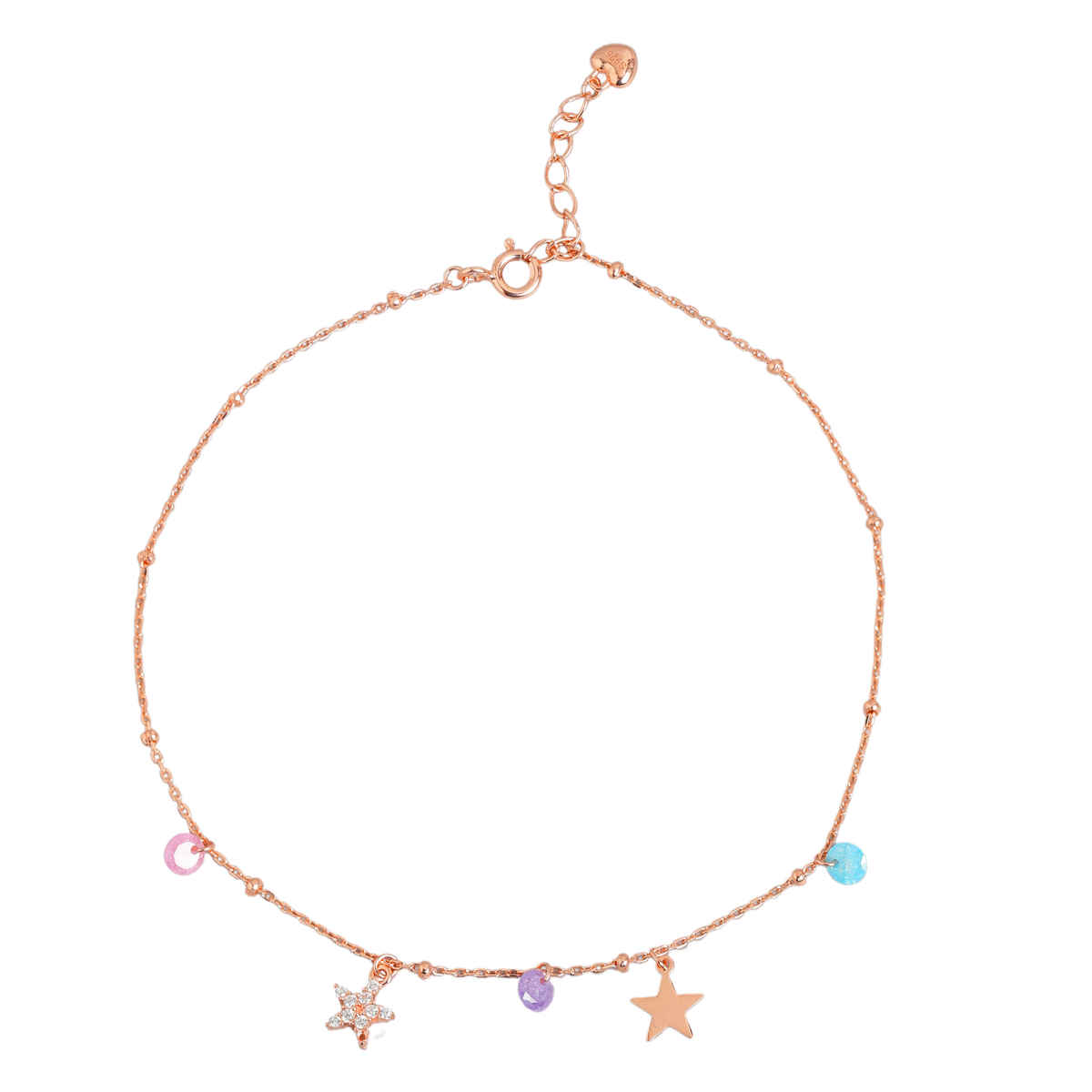 Zavya Star Rose Gold Plated 925 Sterling Silver Chain Anklet