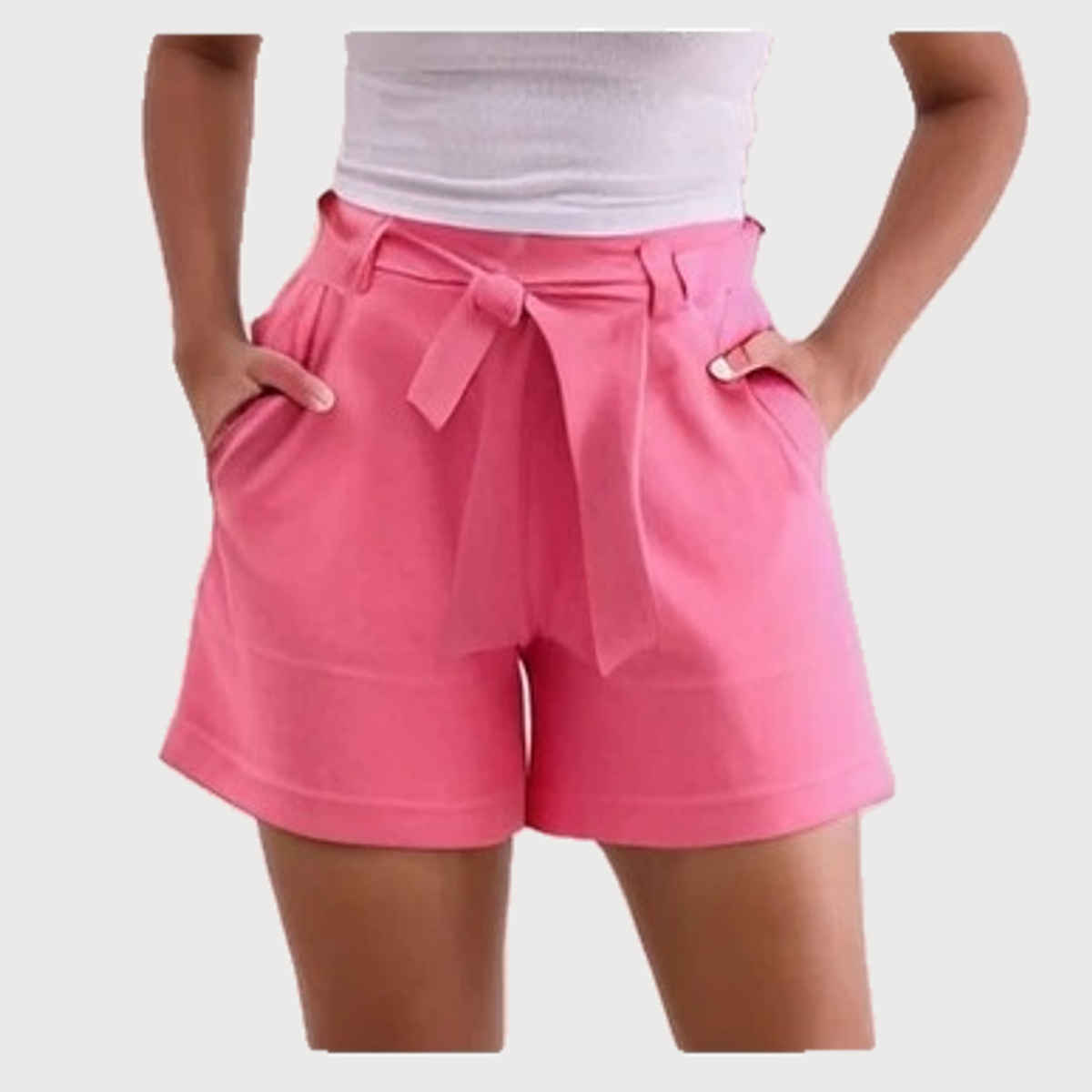 Luxrio Women's Cotton Linen Blended Shorts | WMNSHORTSCF | Pink - L