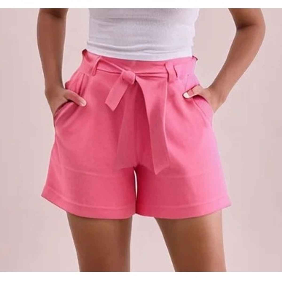 Luxrio Women's Cotton Linen Blended Shorts | WMNSHORTSCF | Pink - XL