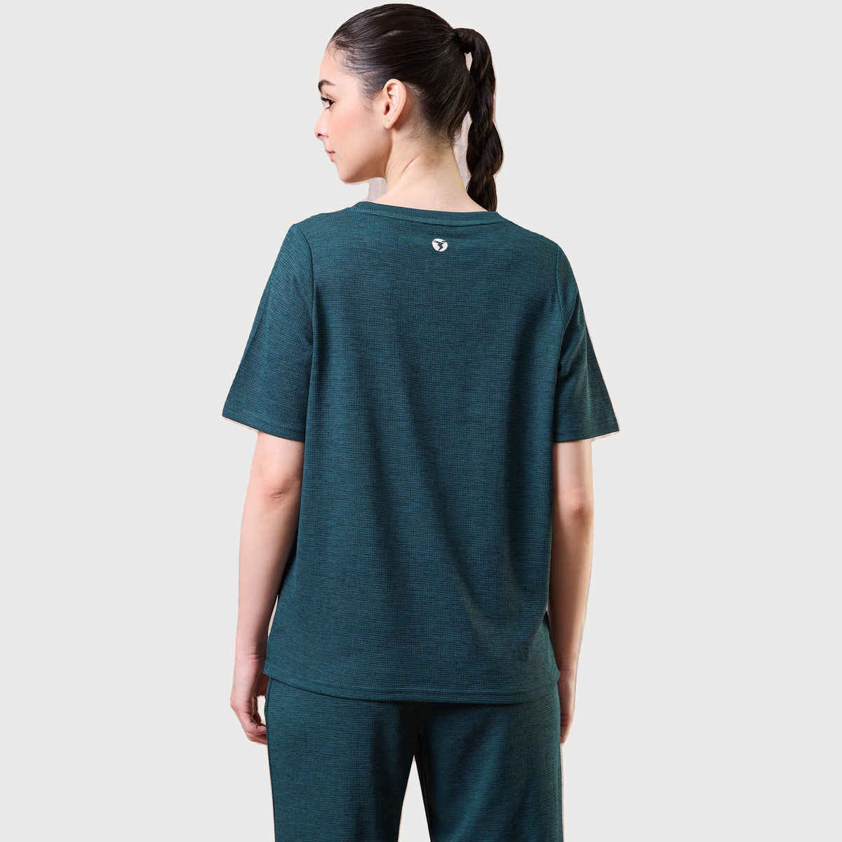 Technosport Women's Relaxed Fit Round Neck T-shirt with DOUBLE COOL - Gulf Coast Melange M