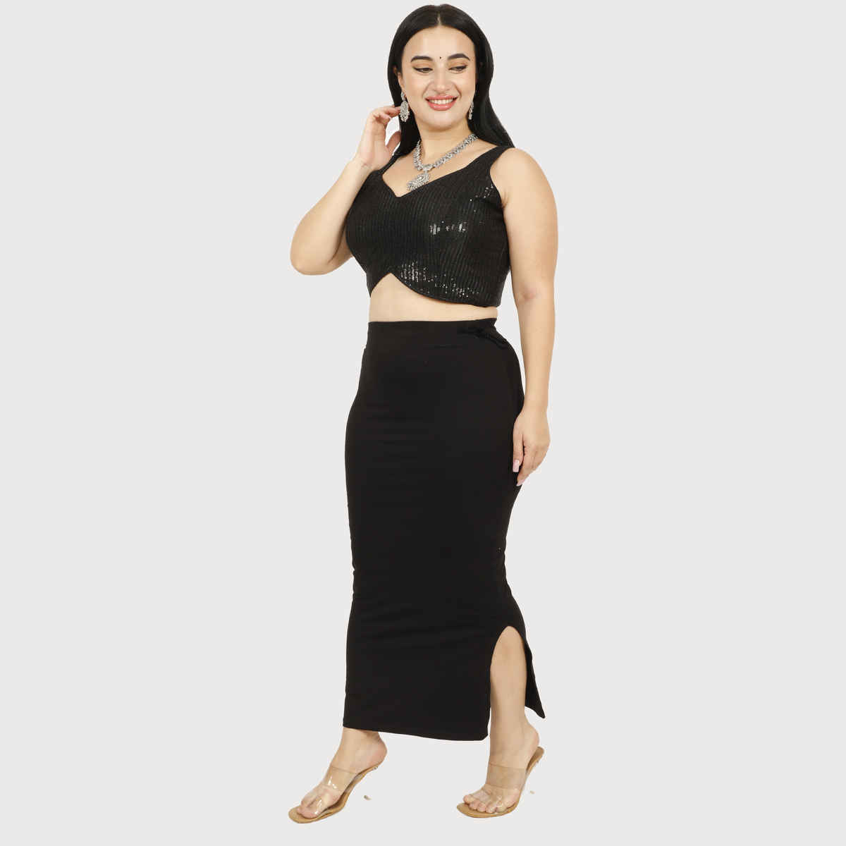 Dunberry London Saree Shapewear | Pure Cotton Lycra Organic Bamboo Fabric | Black | XL/XXL