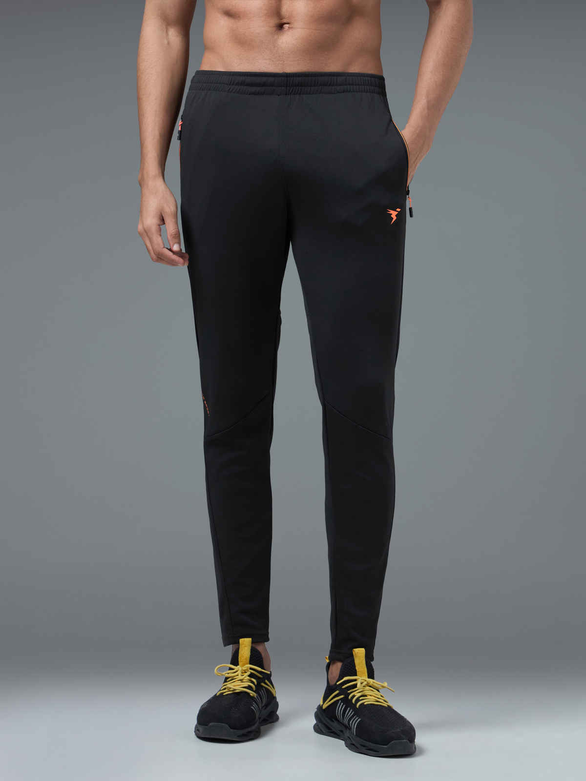 Technosport Men Poly Solid Slim Fit Sports Trackpants with TECHNO DRY | Black | M