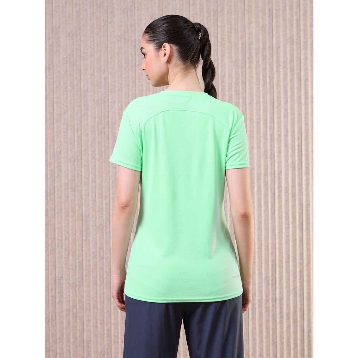 Technosport Women Solid Slim Fit Round Neck Sports T-shirt with Techno CooL Mint Green 2XL