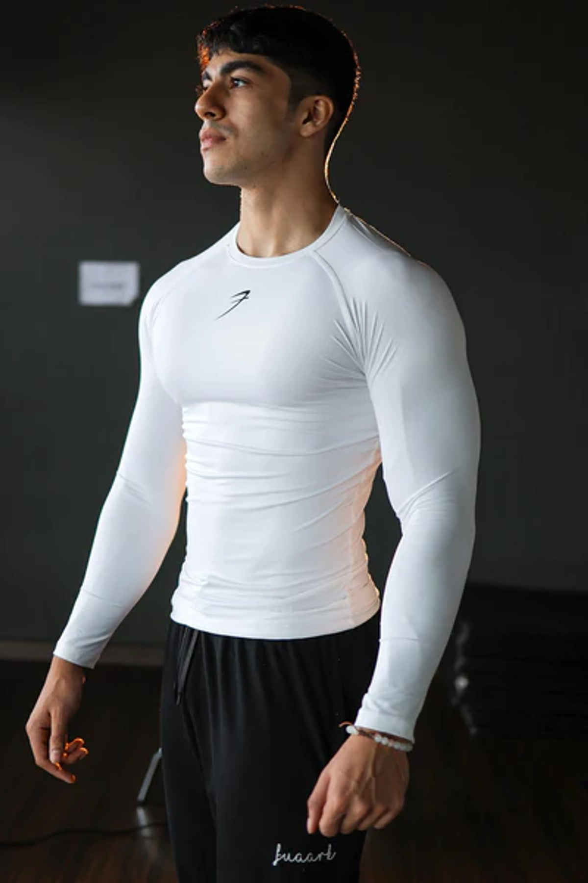 Fuaark Men's Compression Full Sleeve GYM T-shirt | White - M