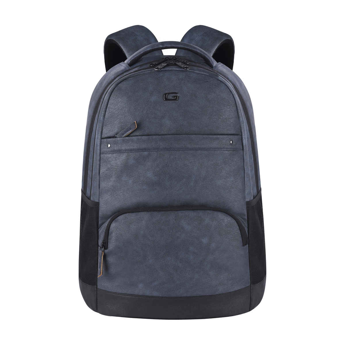 Gear Unisex Solid Artificial Leather 28 L Anti Theft Backpack | Black and Navy Blue