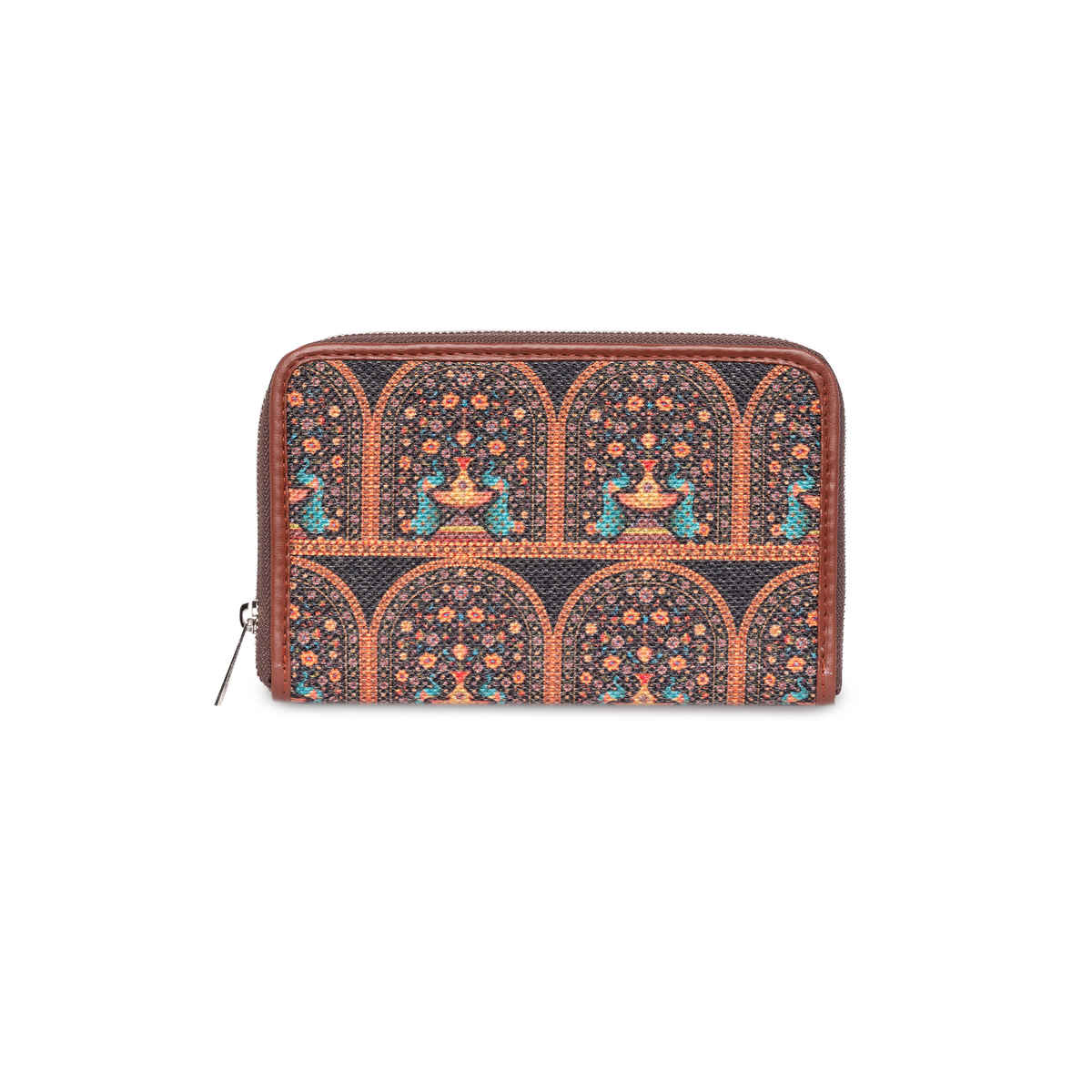 Zouk Royal Indian Peacock Motif Classic Zipper Wallet (CFC) - Multicolour