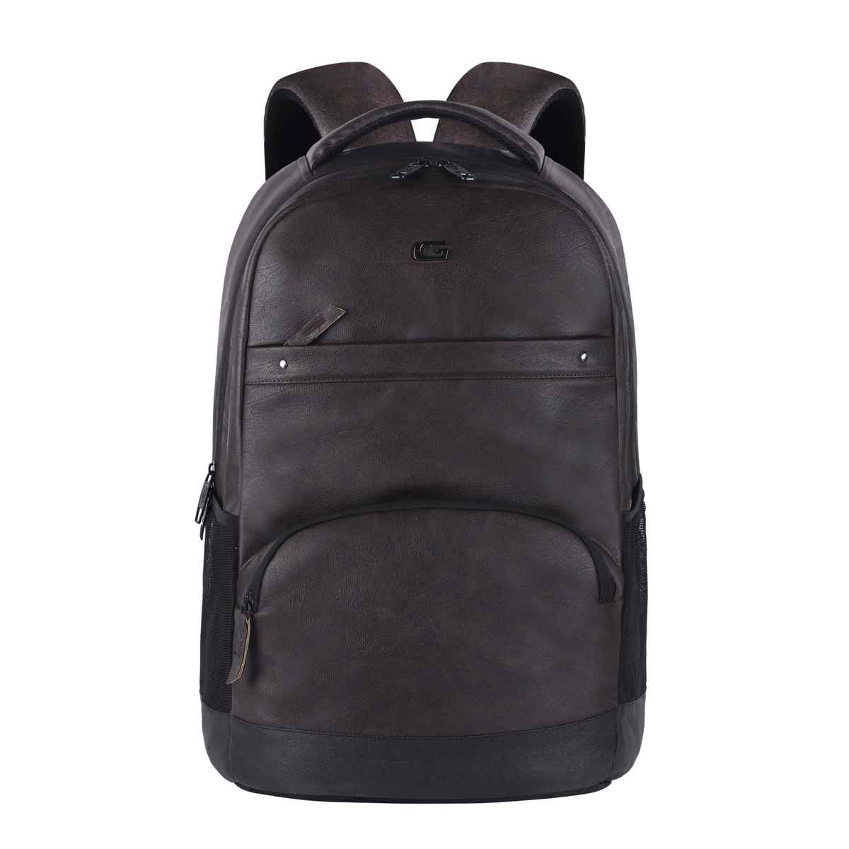 Gear Unisex Solid Faux Leather 28 L Anti Theft Backpack | Brown and Black - Free Size