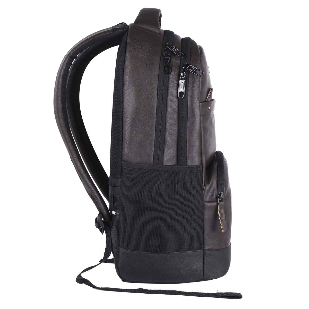 Gear Unisex Solid Faux Leather 28 L Anti Theft Backpack | Brown and Black - Free Size