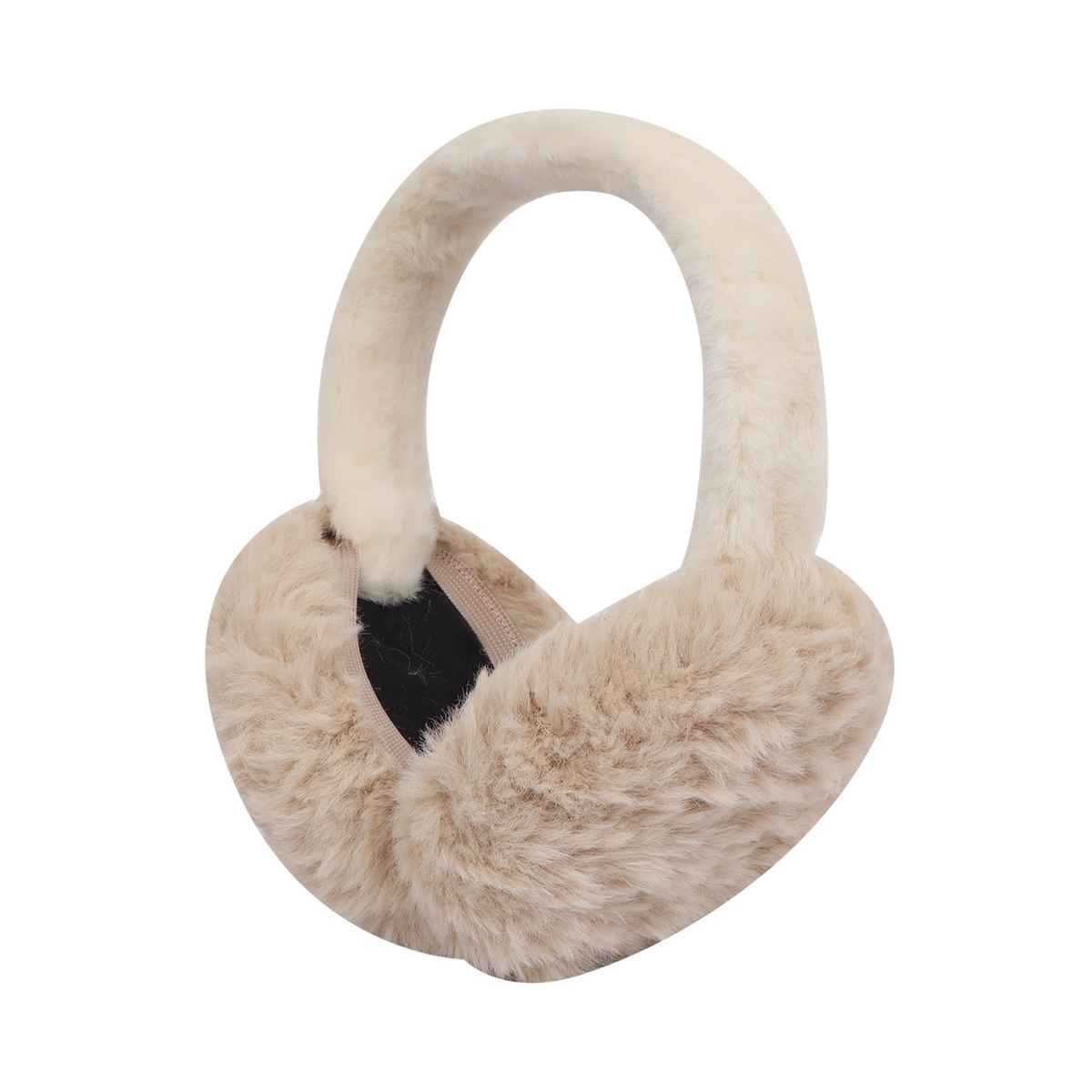 Fabseasons Women's Solid Faux Fur Winter Earmuffs | Beige - Free Size
