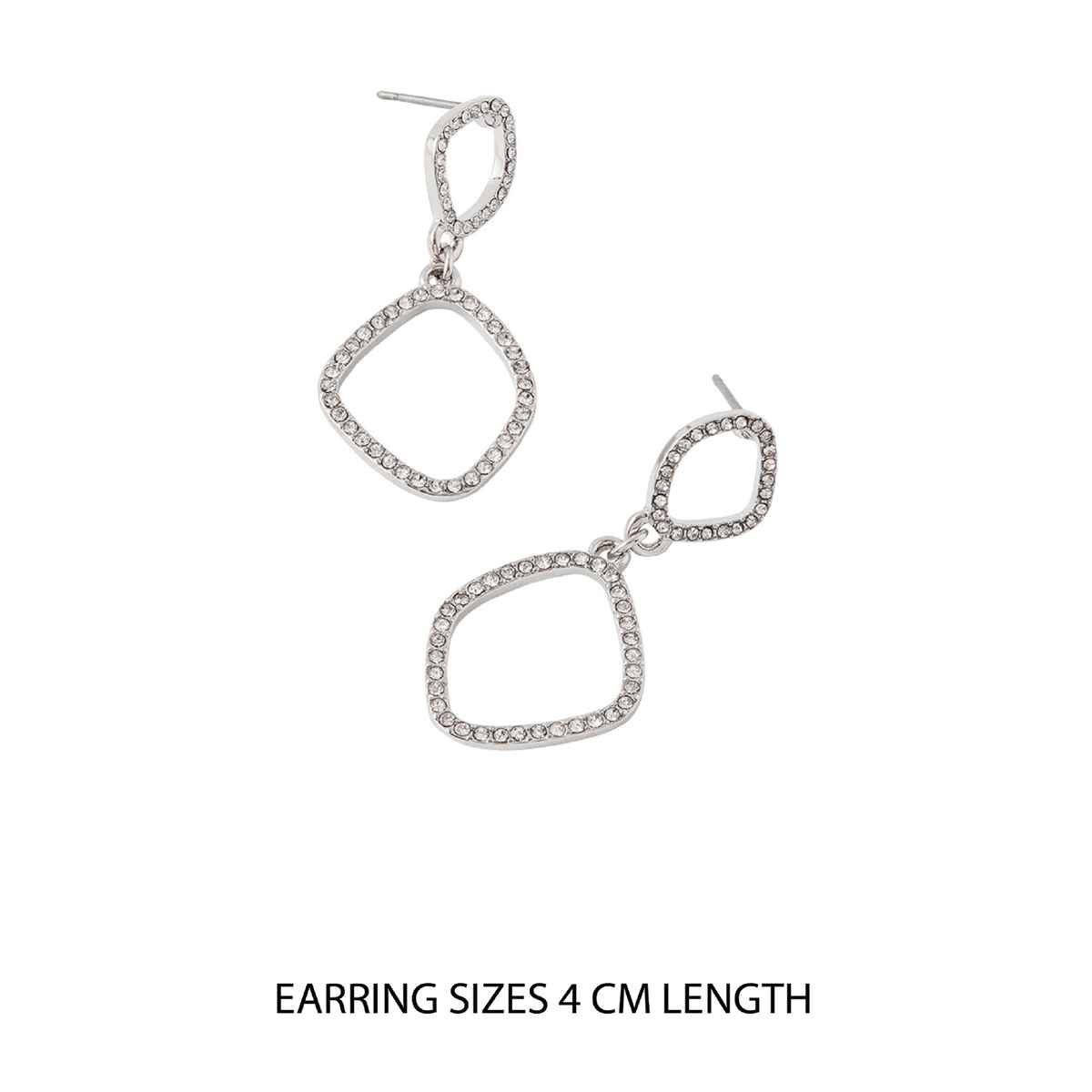 Accessorize London Women's Silver Pave Organic Short Drops Earring - Silver