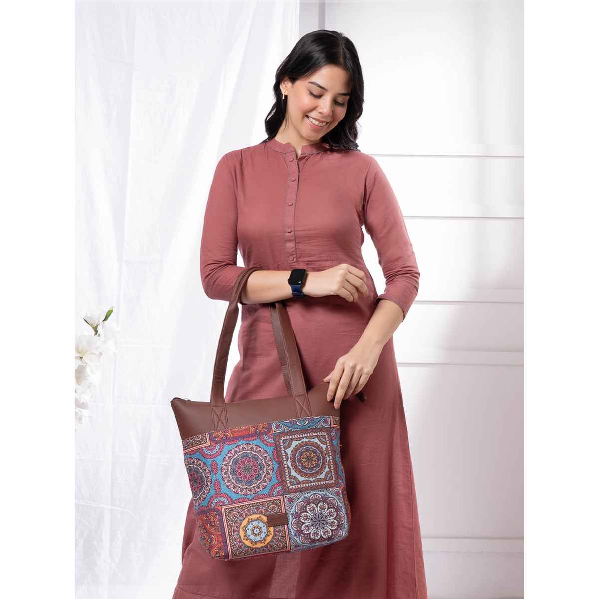 Zouk Multicolour Mandala Print Everyday Tote Bag - Multicolour