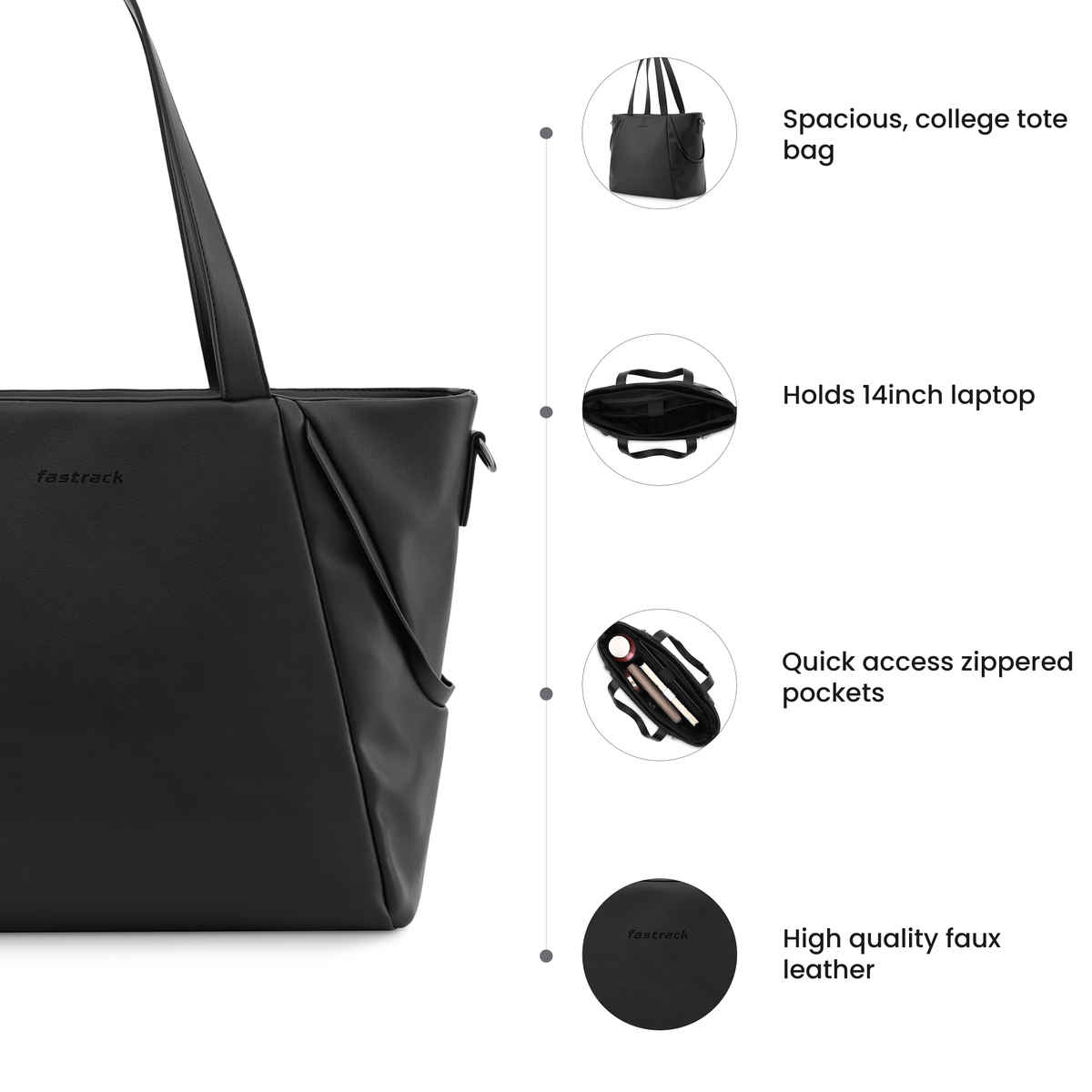 Fastrack Women's Laptop Tote Bag | Black