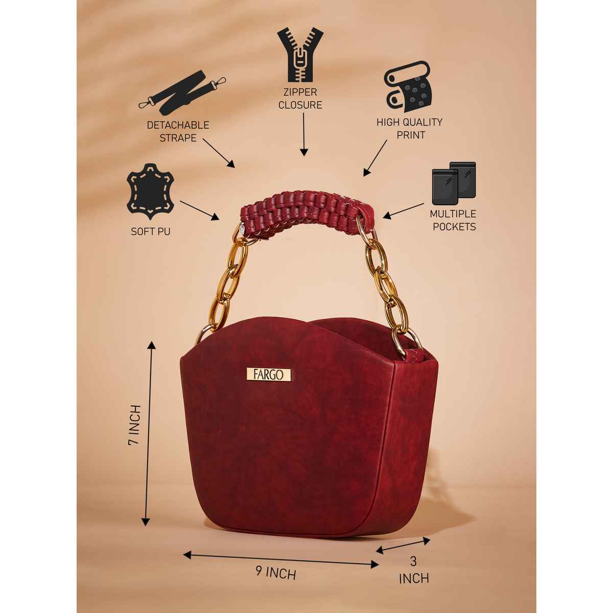 Fargo Womens Stylish Maroon Sling Bag | FGO-763