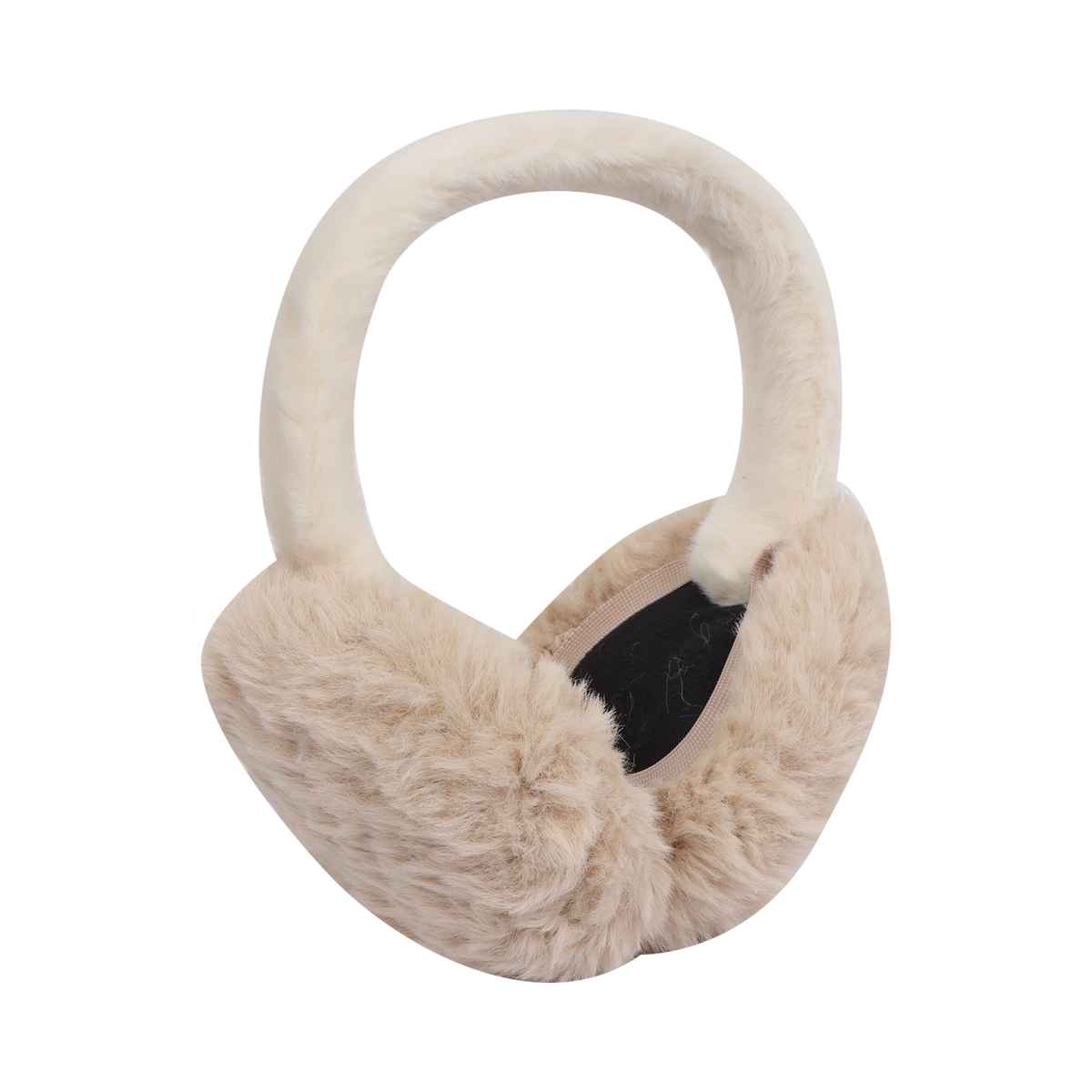 Fabseasons Women's Solid Faux Fur Winter Earmuffs | Beige - Free Size