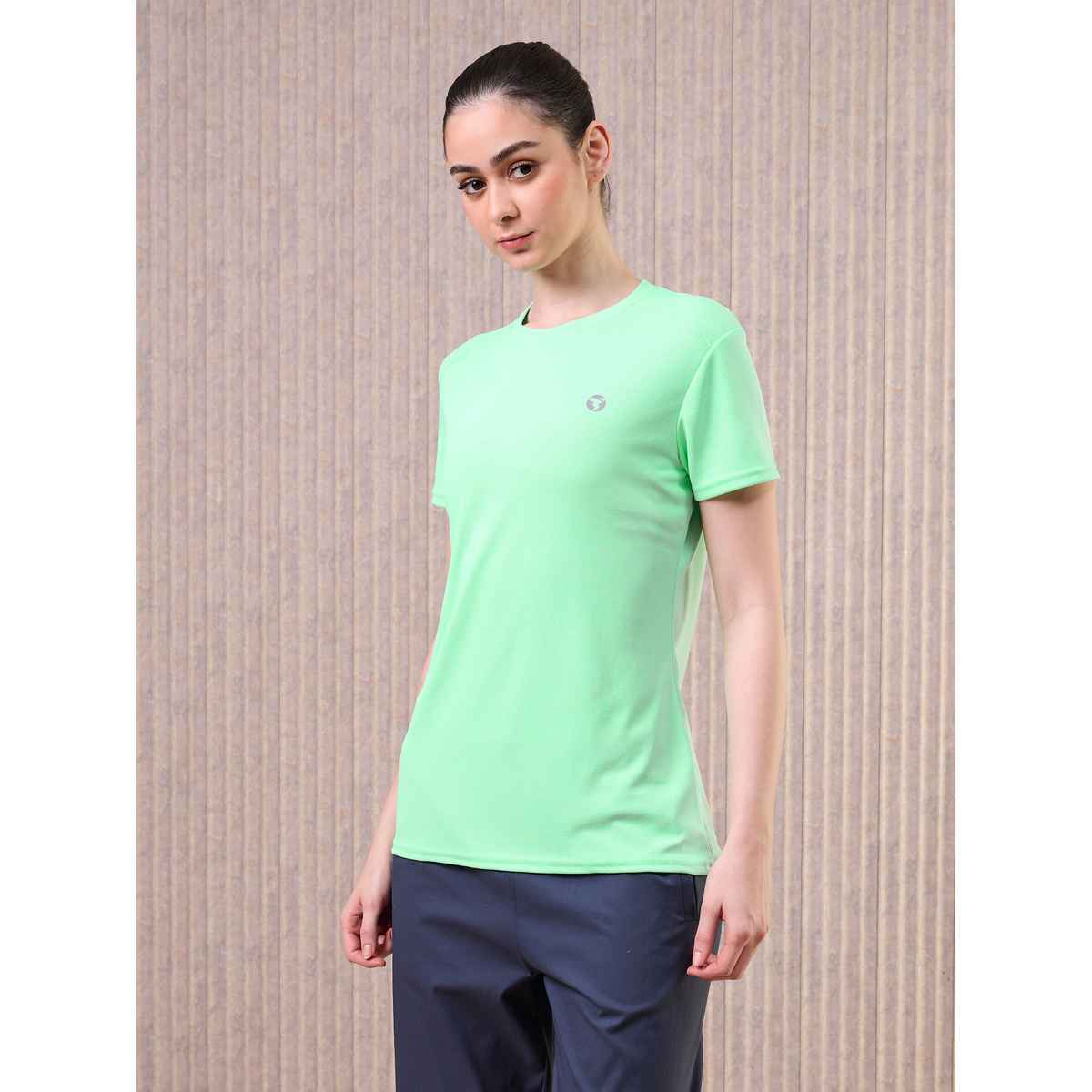 Technosport Women Solid Slim Fit Round Neck Sports T-shirt with Techno CooL Mint Green 2XL