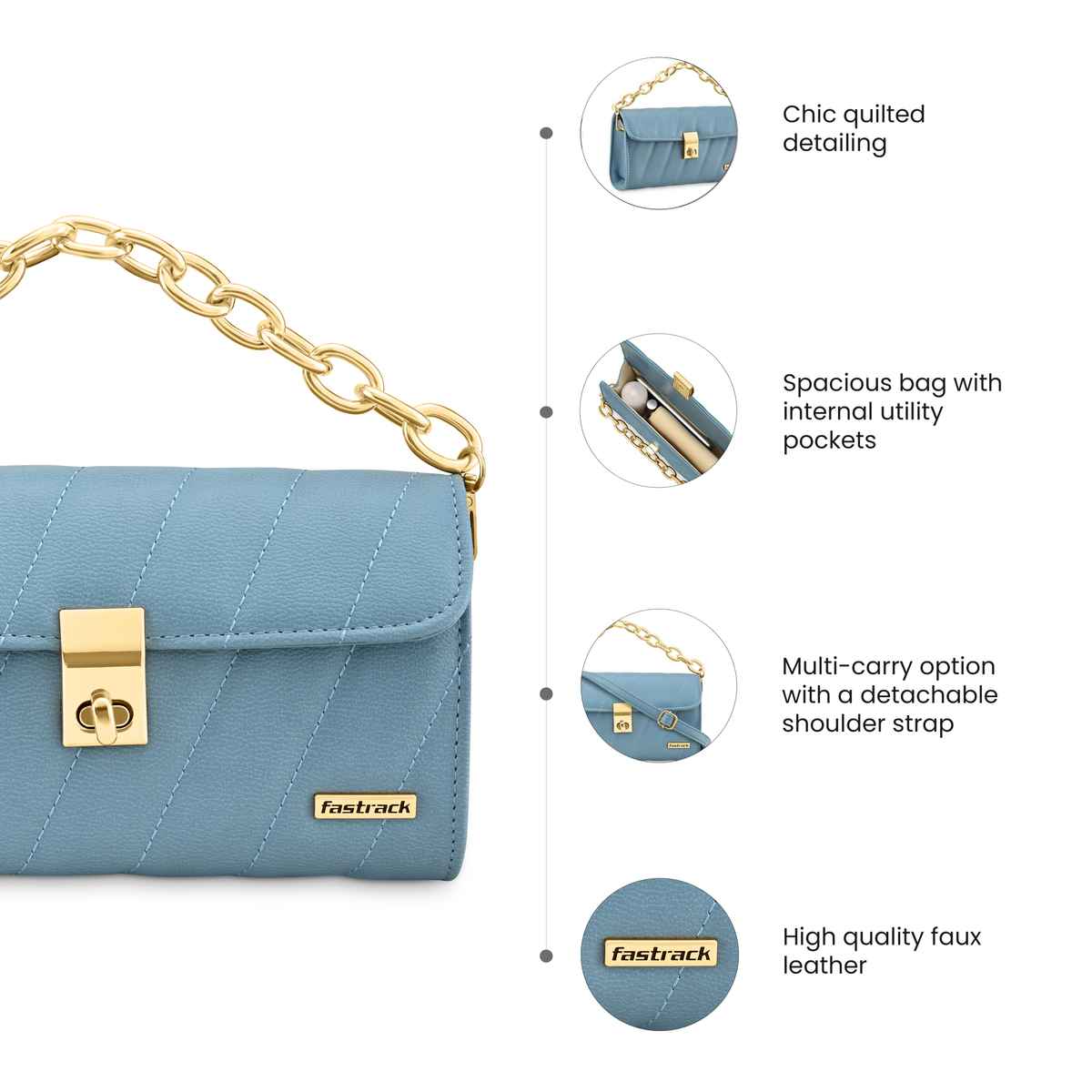 Fastrack Women's Solid Sling Bag | Blue