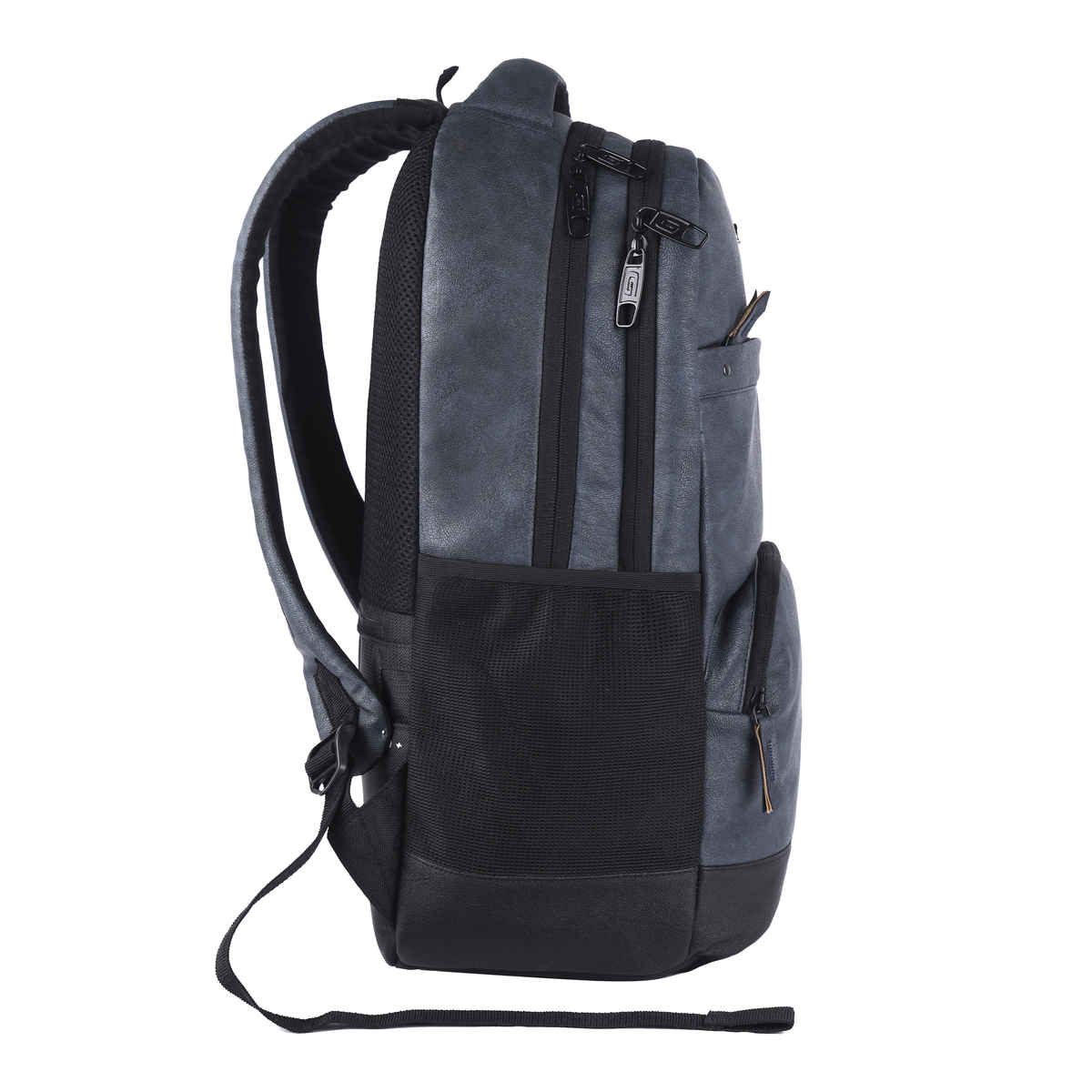Gear Unisex Solid Artificial Leather 28 L Anti Theft Backpack | Black and Navy Blue