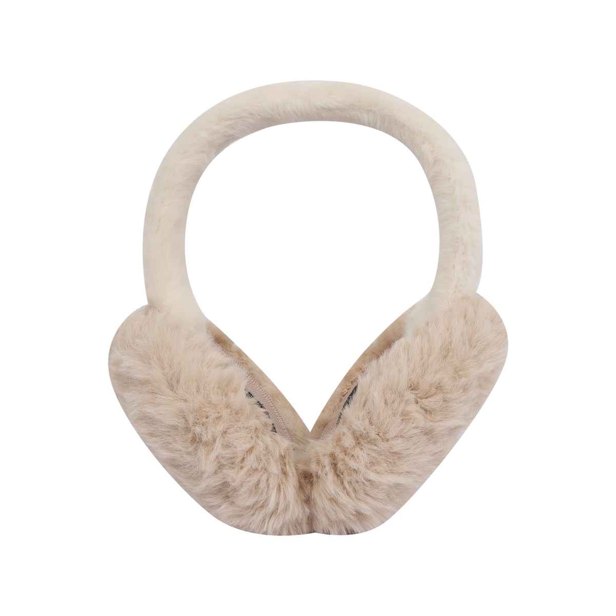 Fabseasons Women's Solid Faux Fur Winter Earmuffs | Beige - Free Size
