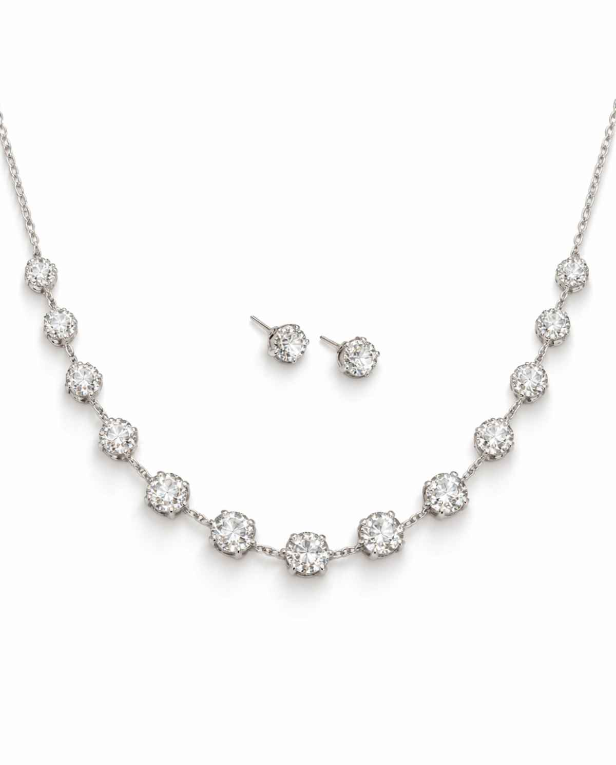 The Opal Factory Diamante Necklace Set with Roses Gift | Silver | Mothers Day