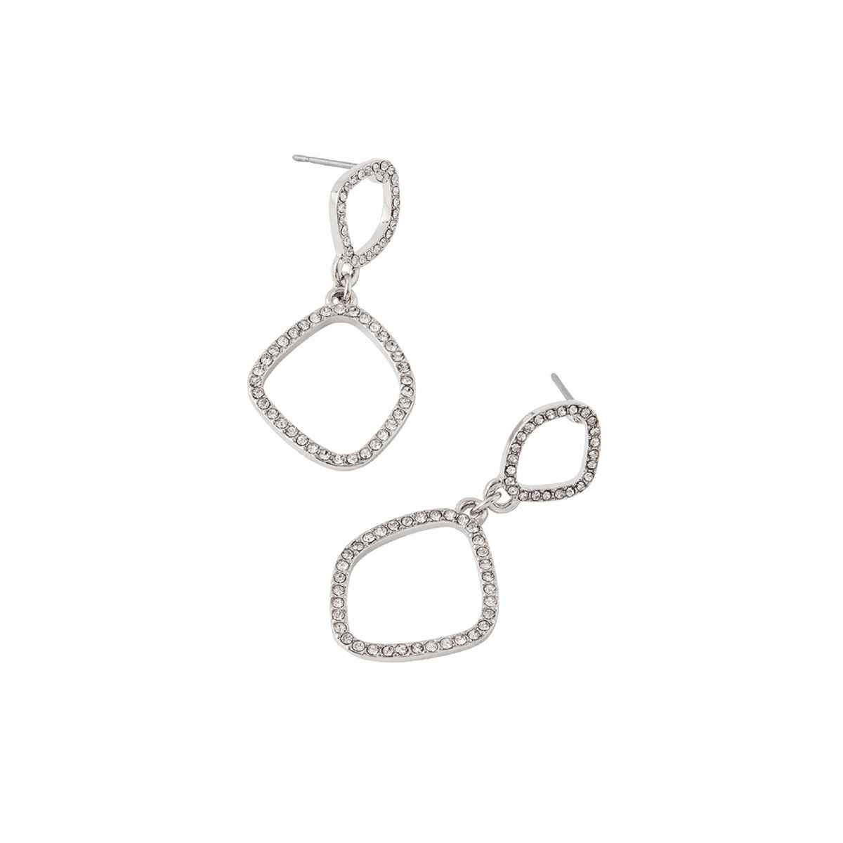 Accessorize London Women's Silver Pave Organic Short Drops Earring - Silver