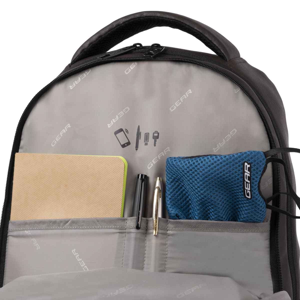 Gear Unisex Solid Faux Leather 28 L Anti Theft Backpack | Brown and Black - Free Size