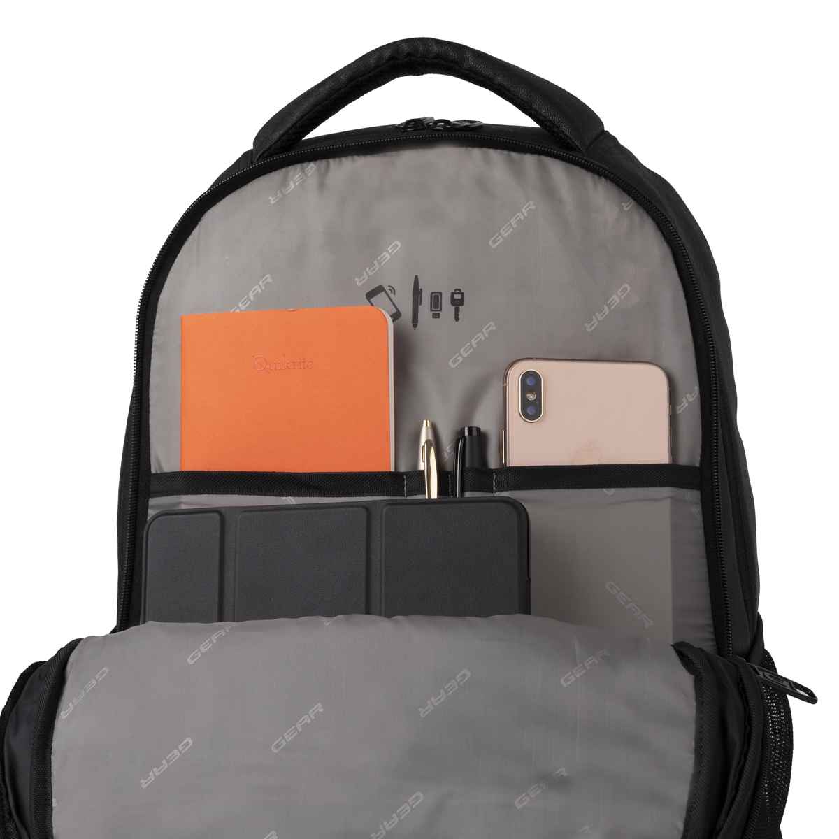 Gear Unisex Solid Artificial Leather 28 L Laptop Backpack | Black