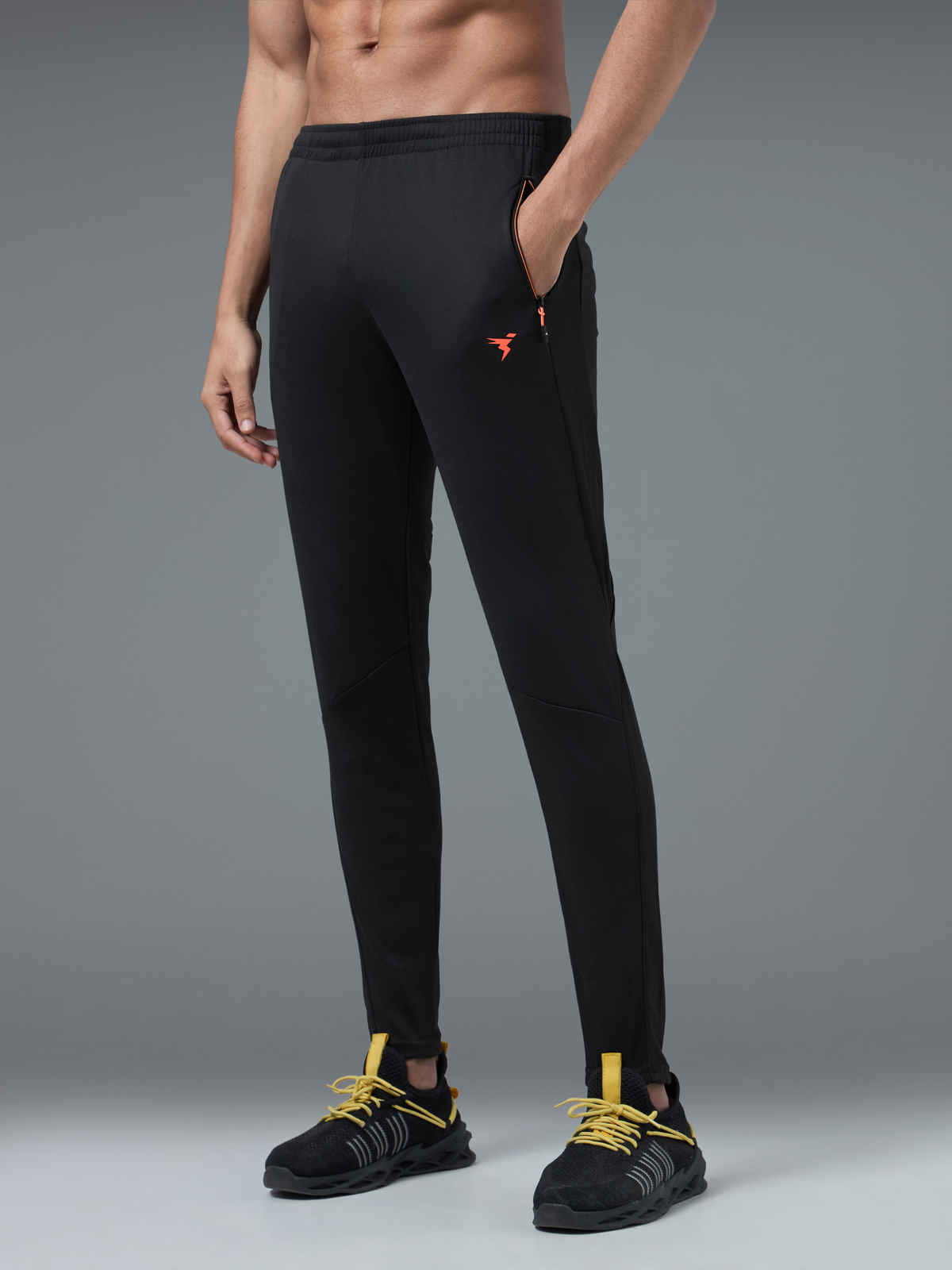 Technosport Men Poly Solid Slim Fit Sports Trackpants with TECHNO DRY | Black | M